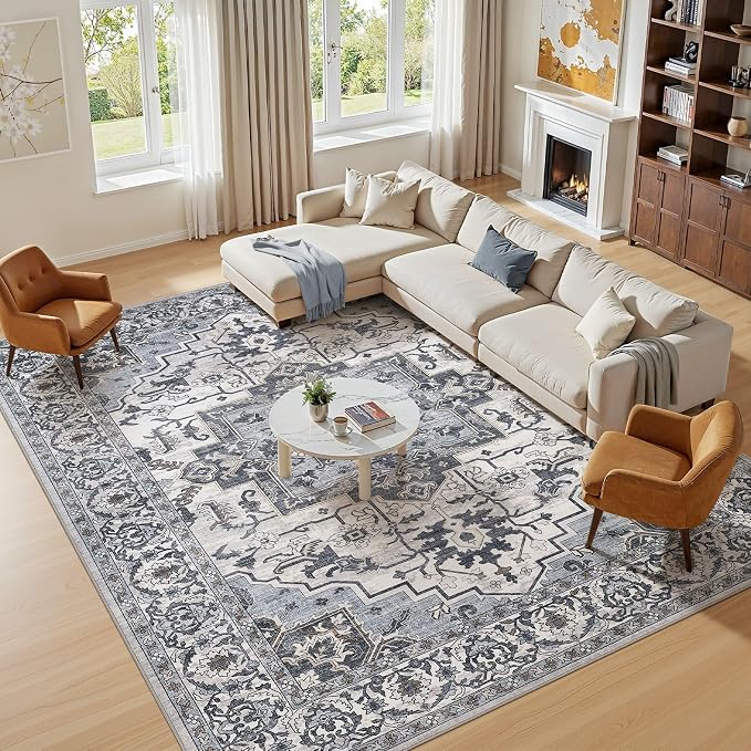 5x7 Area Rugs Living Room: Washable Vintage Rug Large Non-Slip Stain Resistant - Image 7