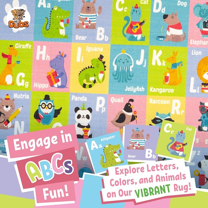 KC Cubs 3x5 ABC Alphabet Animal Rug – Educational Non-Slip Play Mat - Image 5