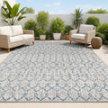 JONATHAN Y Moroccan Geometric Indoor Outdoor Area Rug 4X6 Light Gray/Navy by JONATHANY