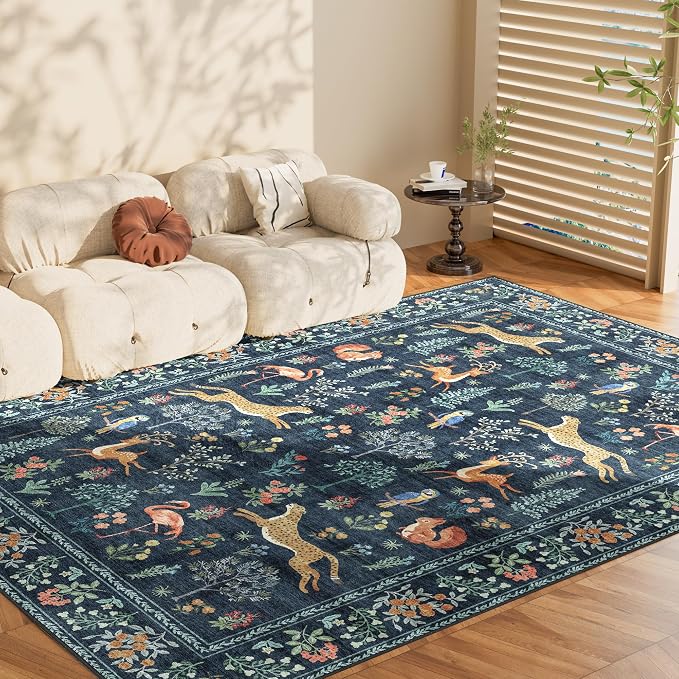 DUKINO 5x7 Rug, Washable Animal Living Room Rug - Image 9