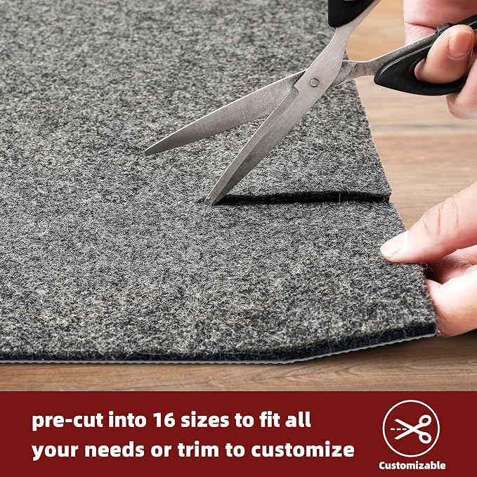 BAGAIL Felt and Natural Rubber Backing Rug Pads 3/8” Thick, 8 x 11 Ft Non Slip - Image 2