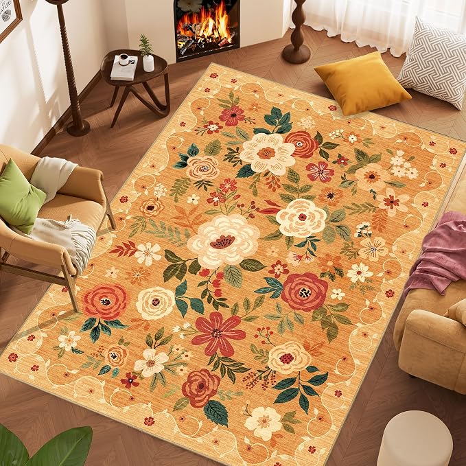 DUKINO 8x10 Area Rug, Floral Rugs - Image 4