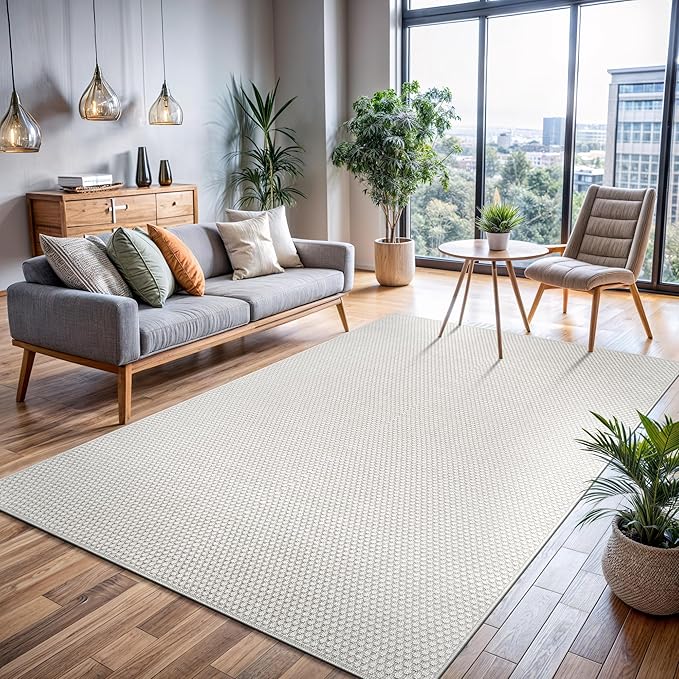 CAMILSON Easy Jute Rug 6x9, Indoor Outdoor Off-White Farmhouse Area Rugs by CAMILSONIndoorOutdoorAreaRugs
