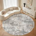 8ft Round Rug Living Room Rugs: 8x8 Washable Circle Large Abstract Modern Soft by LOONGRUG
