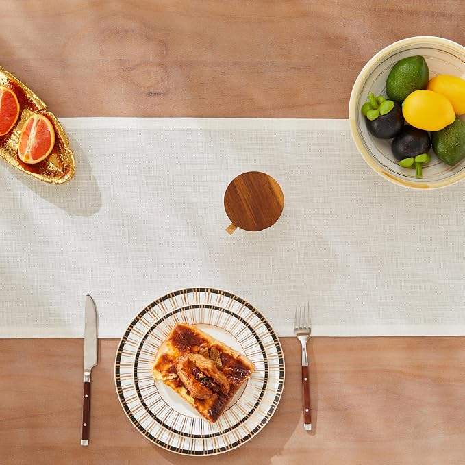 Rustic Cotton Linen Table Runner, 13x60 Inches Off White | Farmhouse Style - Image 5