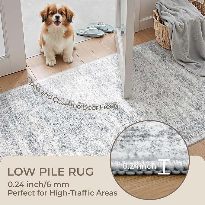 4x12 Runner Rug for Hallway, Low-Pile Wide Runner for Entryway, Long Washable - Image 6