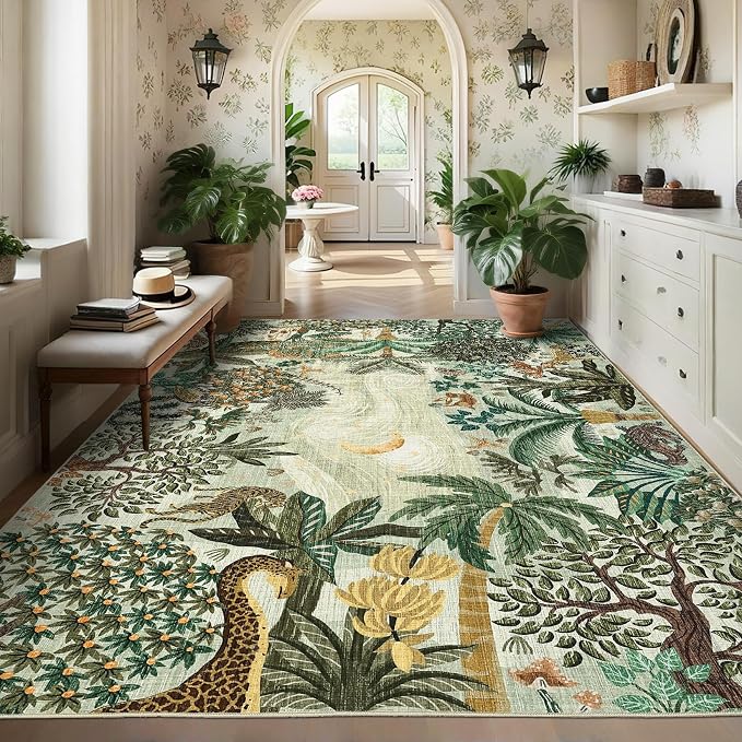 GarveeHome 6x9 Area Rug Jungle Green Washable Rugs - Image 3