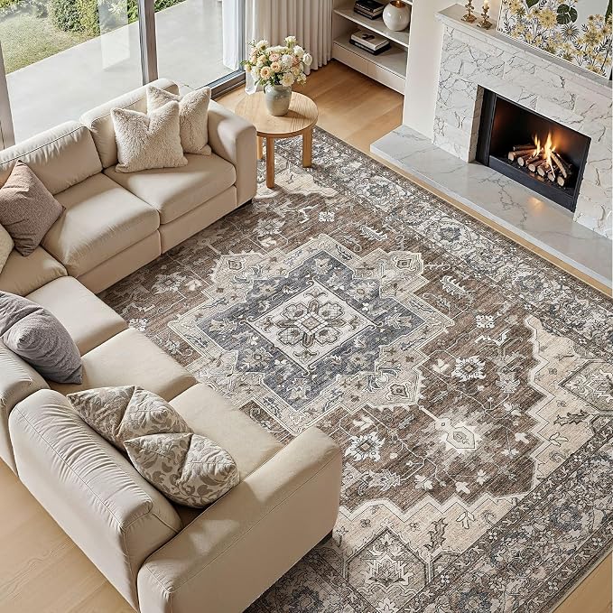 5x7 Area Rugs Living Room: Washable Vintage Rug Large Non-Slip Stain Resistant - Image 7
