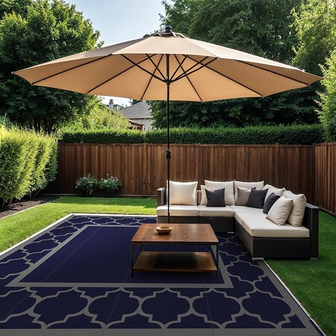 GENIMO 10 'x10 ' Outdoor Rug for Patio Clearance, Waterproof Indoor Outdoor - Image 3