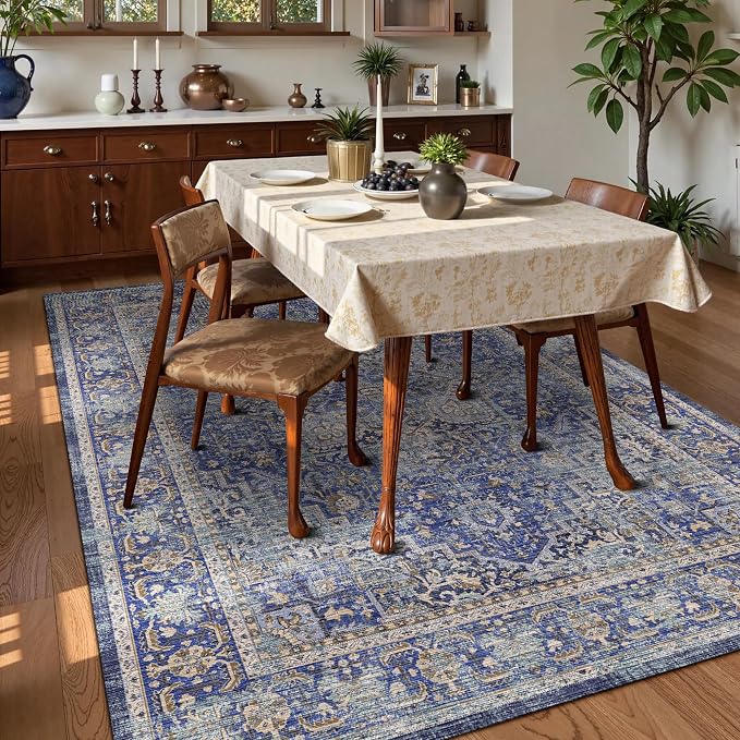 Washable Area Rug 8' x 10' Vintage Traditional Persian Mat - Image 3