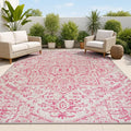 JONATHAN Y Boho Medallion Indoor Outdoor Area Rug 9X12 Light Gray/Fuchsia by JONATHANY