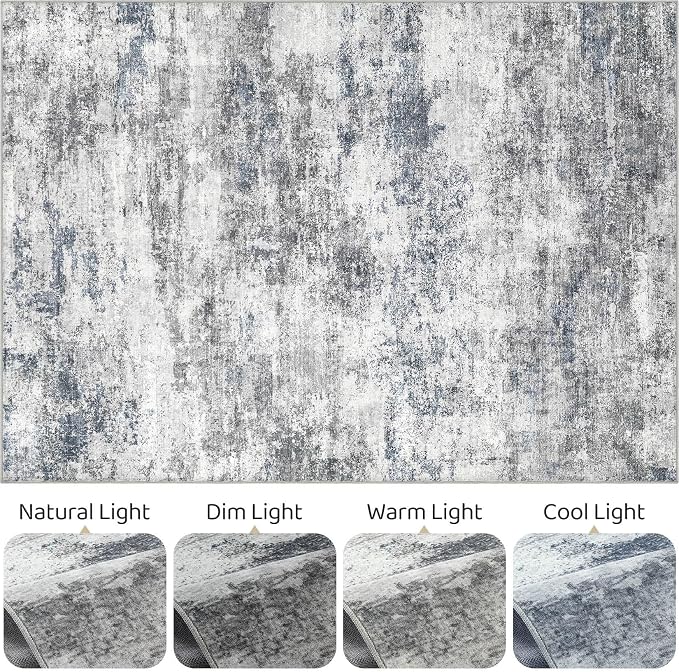 6x9 Area Rug Living Room: Washable Large Abstract Neutral Modern Soft Rugs - Image 9