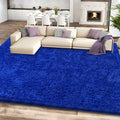 8x10 Blue Shag Area Rugs for Living Room, Large Fluffy Shaggy Rug for Bedroom by Unknown