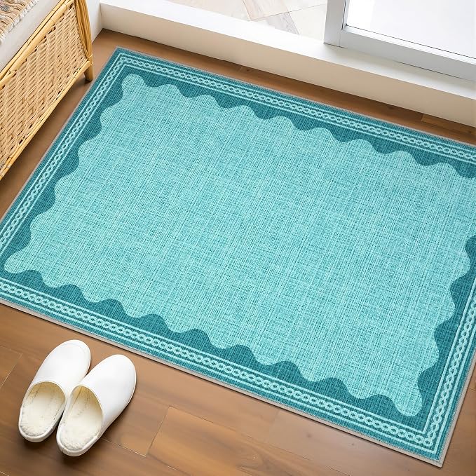 GarveeHome Scalloped Teal Washable Rugs 8x10 Rug - Image 5