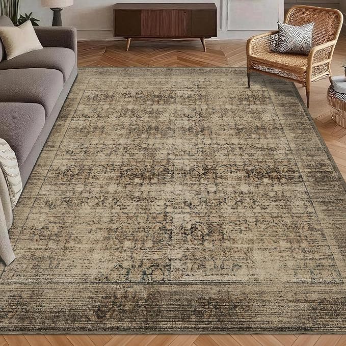 Washable Area Rug 8' x 10' Vintage Traditional Persian Mat by Unknown