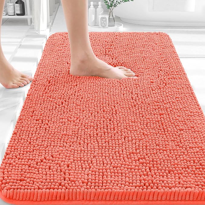 OLANLY Bathroom Rugs 30x18, Extra Soft Absorbent Chenille Bath Rugs, Rubber by OLANLY