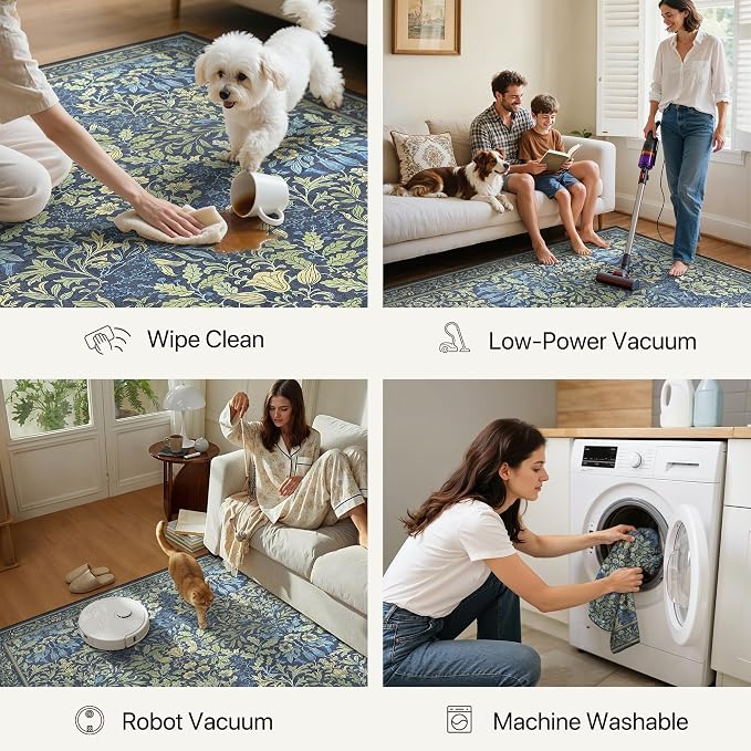 GENIMO Washable Floral Runner Rug 2x6, Non-Slip Long Hallway Carpet - Image 7