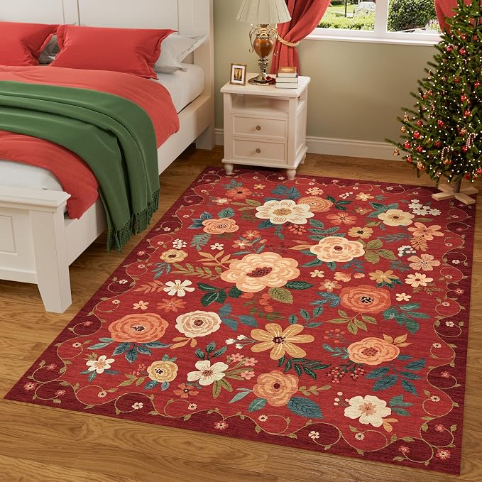DUKINO 5x7 Area Rug, Floral Rugs - Image 3