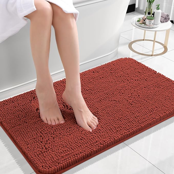 OLANLY Small Bathroom Rugs 24x16, Soft Absorbent Chenille Bath Rugs, Rubber - Image 3
