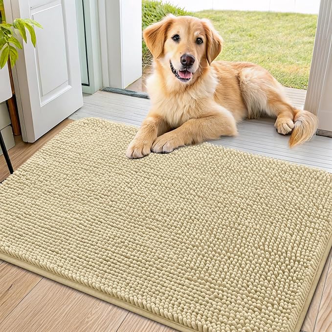 Smiry Dog Door Mat for Muddy Paws 36x24, Absorbent Dirt Trapper, Non-Slip by Smiry