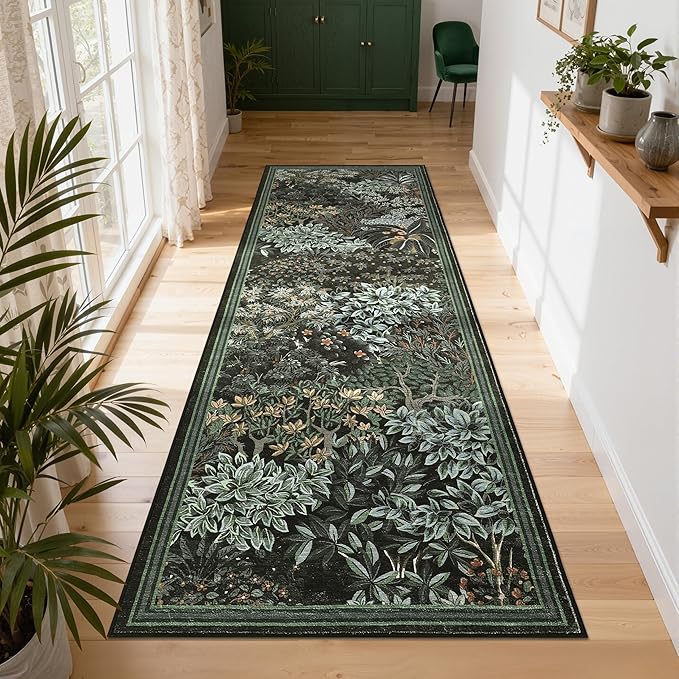GarveeHome Forest Runner Rug 2.5x8, Botanical Low Pile Non Slip Stain - Image 2