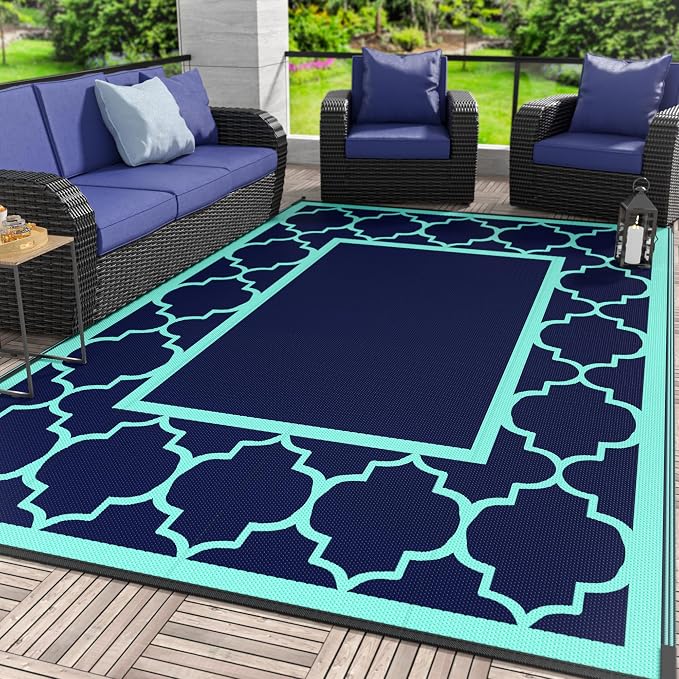 GENIMO 8 ' x 10 ' Outdoor Rug for Patio, Waterproof Indoor Outdoor Plastic by GENIMO
