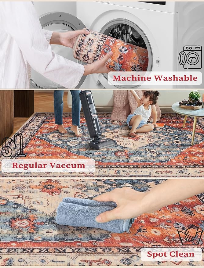 SERISSA Runner Rug for Hallways, 3x8 Washable Non Slip Kitchen Runner Rug - Image 3