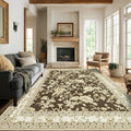 Brown Floral Area Rugs 6x9 Living Room, Vintage Modern Farmhouse Boho Indoor by BILEEHOME