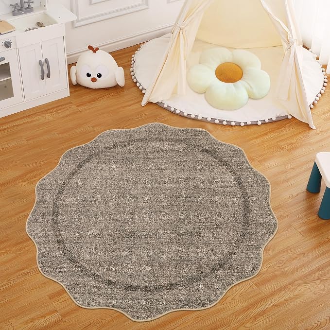 GarveeHome Scalloped Round Area Rugs, Washable Small Round Rug 3ft Non-Slip - Image 8
