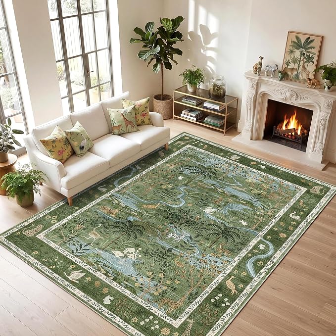4x6 Whimsical Safari Nursery Area Rug Washable Non Slip Small Living Room Rugs - Image 9