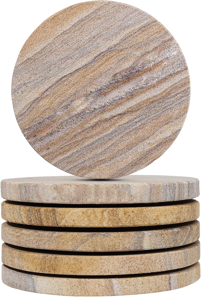 Sandstone Water Absorbent Hand Crafted Round Coasters - Image 7