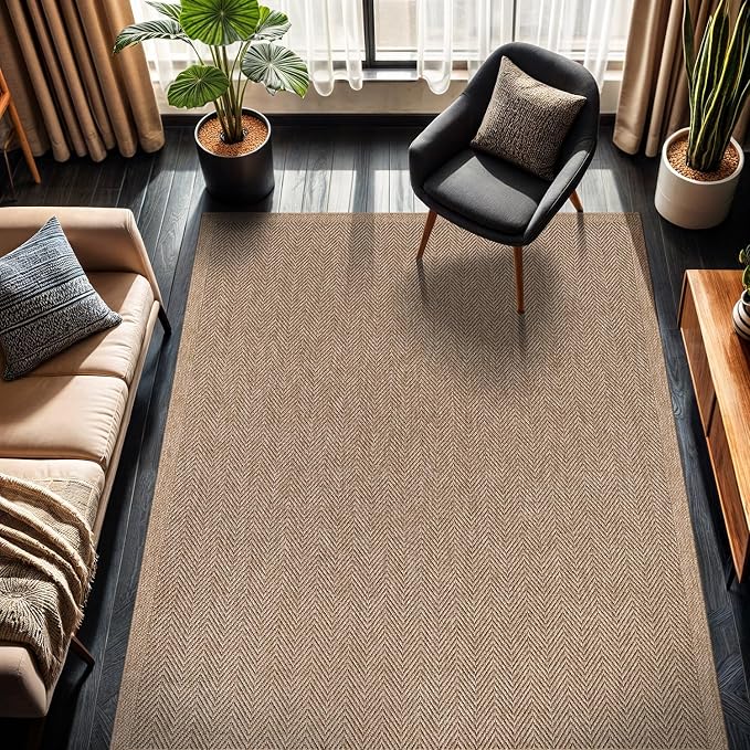 CAMILSON Easy Jute Rug 6x9, Indoor Outdoor Natural Color Fiber Area Rugs by CAMILSONIndoorOutdoorAreaRugs
