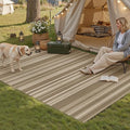 4x6 Easy Jute Stripe Area Rug Washable Beige Brown Indoor Outdoor Rug Non Slip by WondRg