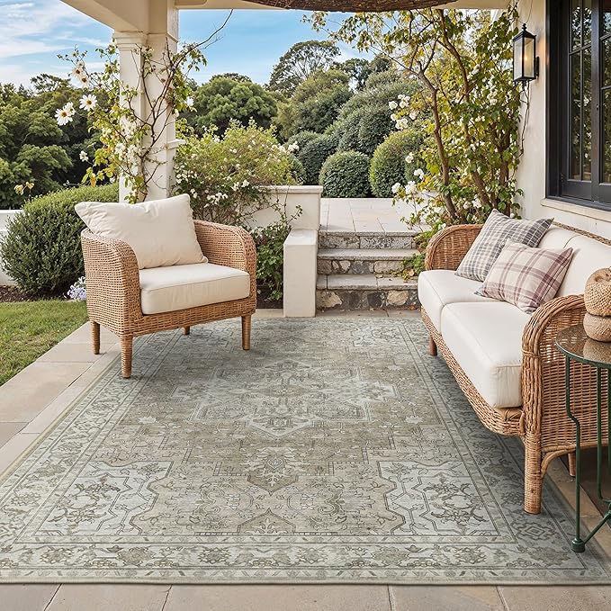 GENIMO Outdoor & Indoor Area Rug 6'x9', Waterproof, Non-Shedding, Easy Cleaning by GENIMO