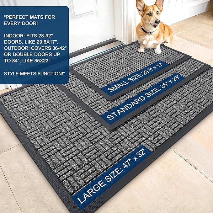 OLANLY Front Door Mat Outside Entrance 47x32, Heavy Duty Sturdy Natural Rubber - Image 2