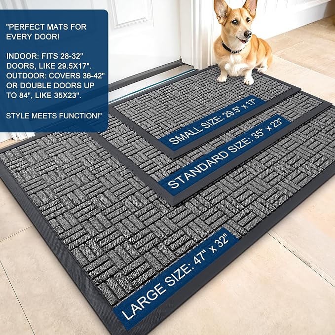 OLANLY Front Door Mat Outside Entrance 35x23, Heavy Duty Sturdy Natural Rubber - Image 2