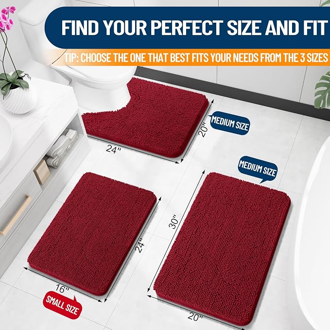 OLANLY Toilet Rugs U-Shaped 24x20, Extra Soft Absorbent Chenille Contour - Image 2