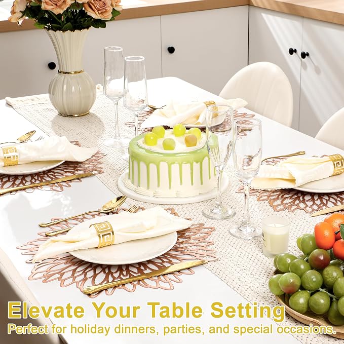 Set of 6 Round Placemats Rose Gold, Heat-Resistant PVC Table Mats - Image 5