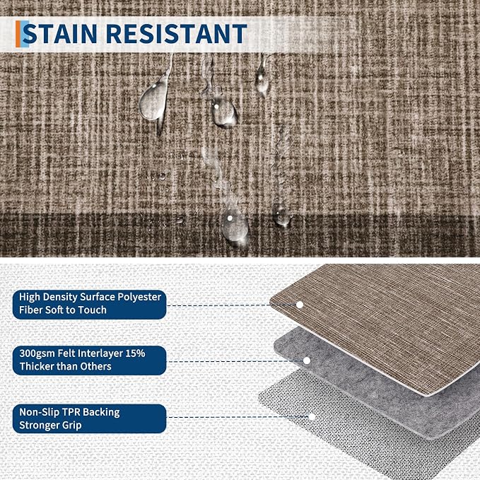 Washable Runner Rug 2x10 Modern Bordered Hallway Runner Rug Non Slip Kitchen - Image 4