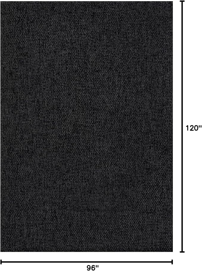 CAMILSON Easy Jute Rug 8x10, Indoor Outdoor Dark Gray Black Farmhouse Area Rugs - Image 2