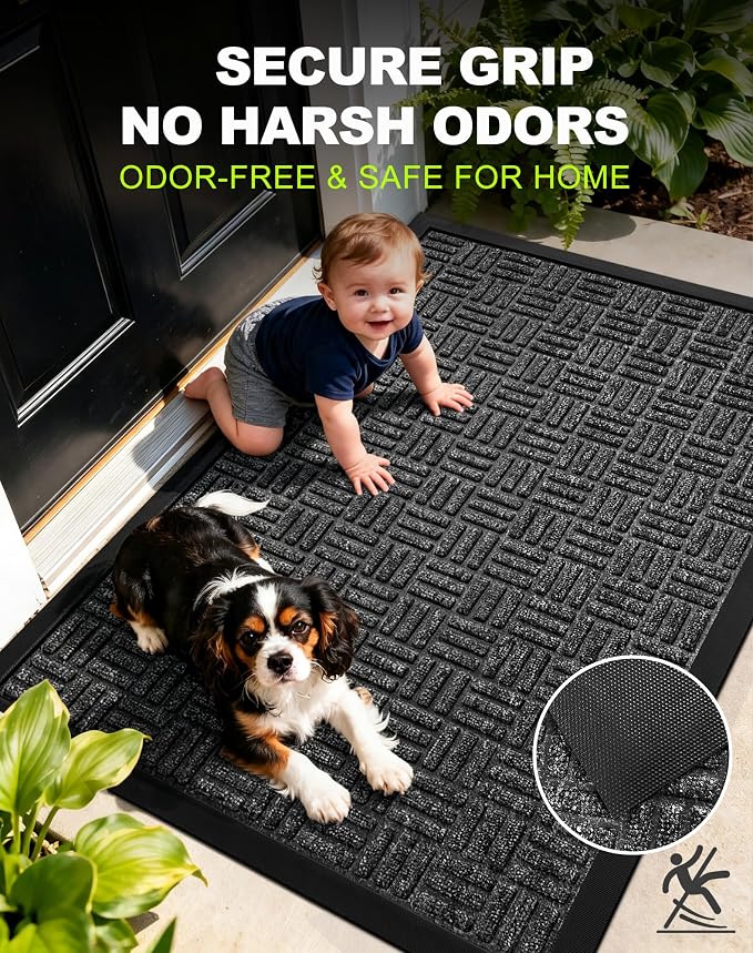 Mibao Front Door Mat Outdoor Entrance, Waterproof Dirt Trapper Doormat - Image 5