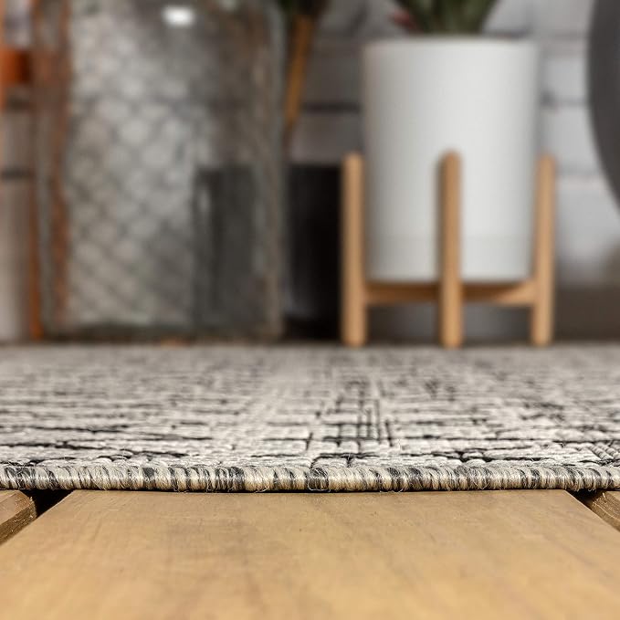 JONATHAN Y Moroccan Geometric Indoor Outdoor Runner Rug 2X8 Light Gray/Black - Image 5