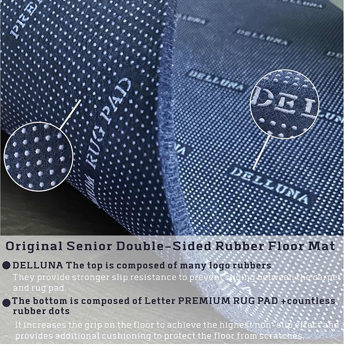 DELLUNA Non-Slip Area Rug Pad 3/8" 2.5'x10' Thick Double Side Rubber + Felt - Image 4