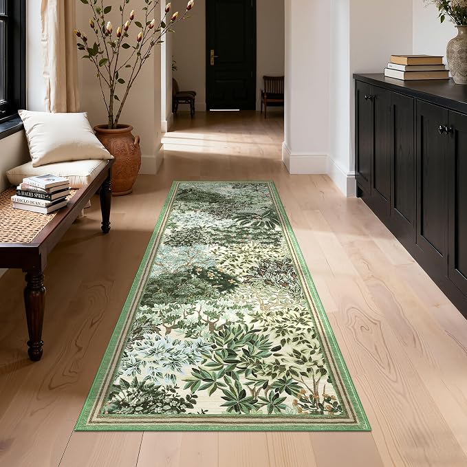 GarveeHome Forest Runner Rug, Botanical Low Pile Non Slip Stain Resistance - Image 3