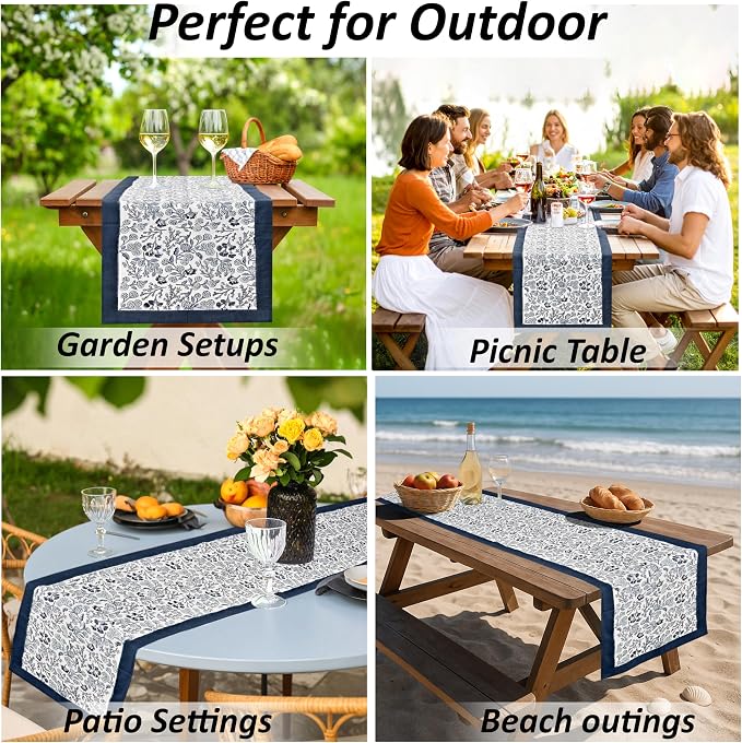 Denim Blue Hand Block Print 100% Cotton Table Runner 16x90 Inch | Perfect - Image 7