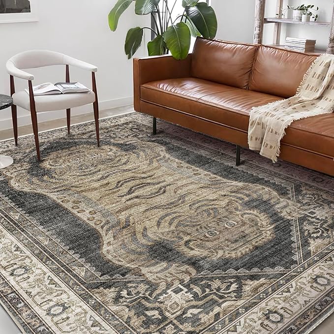 CHAMPLANT Washable Area Rug 10'x14' Boho Design Non-Shedding Easy Care Ideal by CHAMPLANT