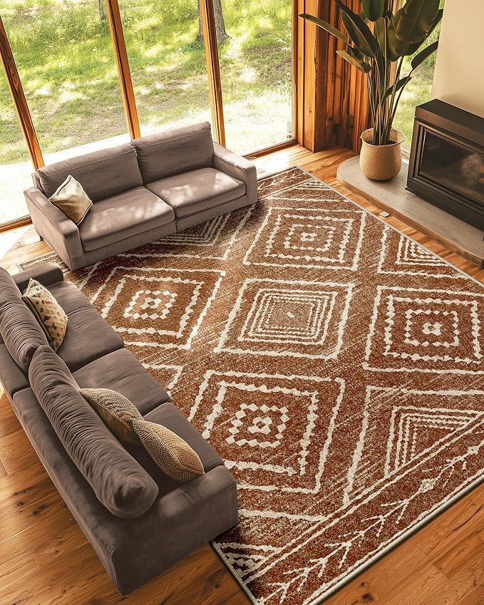 BESTSWEETIE Area Rug 10x12Rug Machine Washable Non-Slip Low Pile Print Pattern by BESTSWEETIE