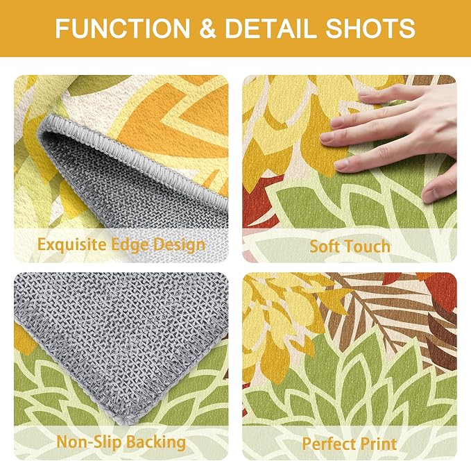 Colorful 9x12 Outdoor Area Rug Washable Multicolored Patio Rug Tropical - Image 4