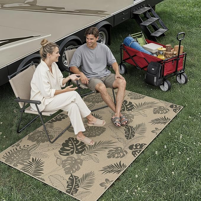 Easy Jute Rug Outdoor Indoor 5x7 Patio Mat Porch Entrance Light Brown Natural - Image 4