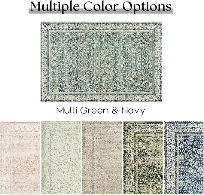 Blue and Green 5x7 Area Rugs for Living Room Christmas Low Pile Soft Moody - Image 6